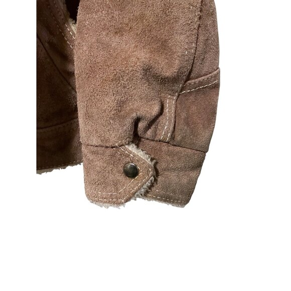 Vintage Grande Bay Suede Trucker Jacket 44 Sherpa Faux Fur Lined Western Cowboy - Picture 6 of 15
